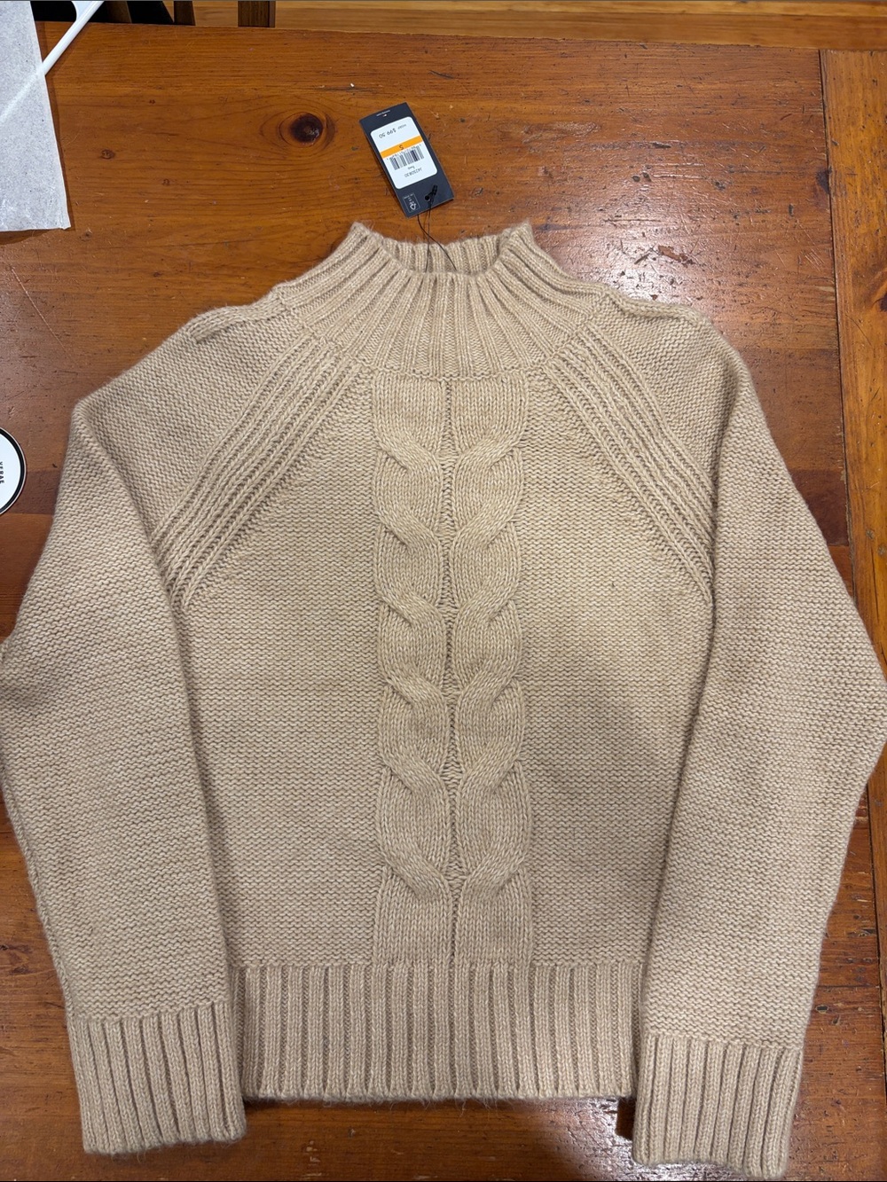 Tommy Hilfiger Tan Cable Knit Turtleneck Sweater
